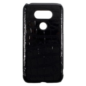 Луксозен твърд гръб ултра тънък с кроко дизайн кожа за LG G5 черен